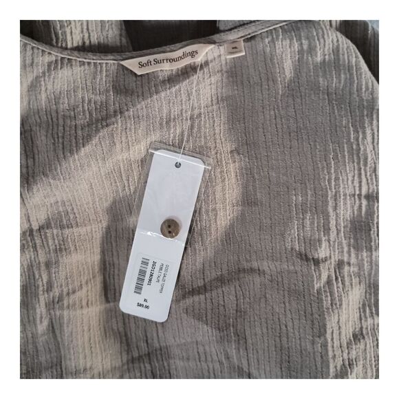 Soft Surroundings Oceo Gauze Open Front Topper Cardigan Pebble Taupe Women's XL - Picture 4 of 7